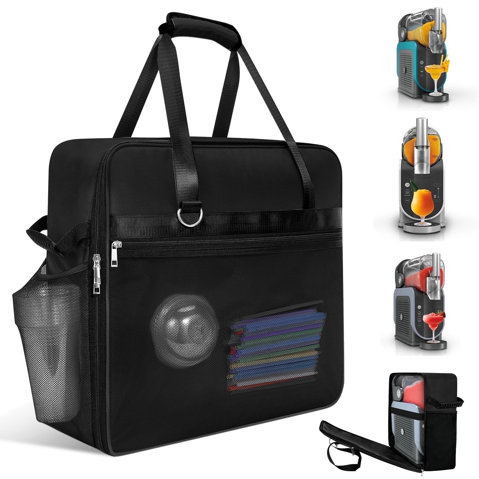 Portable Carrying Bag for Ninja Slushi Machine FS300/FS301 - Dustproof Travel Storage Bag Cover for Slushie Machine (Side-Opening, Black)