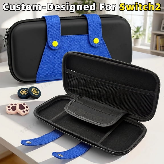 Portable Carrying Case for Nintendo Switch 2, Hard Shell Travel Storage Bag with 10 Game Card Slots, Waterproof Protective Case with Accessories Organizer