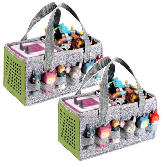 Portable Carrying Compatible with Toniebox Set and Tonies Figurines Travel Cloth Musical Toy Folding Bag for Tonies Storage Bag(2PCS-Green)
