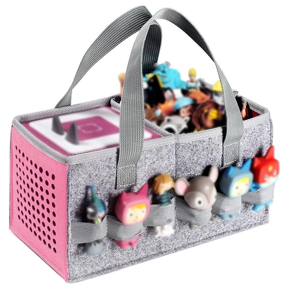 Portable Carrying Compatible with Toniebox Set and Tonies Figurines Travel Cloth Musical Toy Folding Bag for Tonies Storage Bag(Pink)