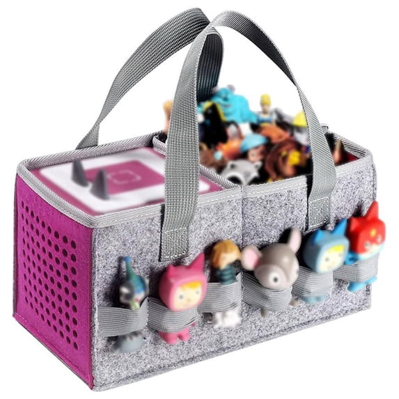 Portable Carrying Compatible with Toniebox Set and Tonies Figurines Travel Cloth Musical Toy Folding Bag for Tonies Storage Bag(Purple)