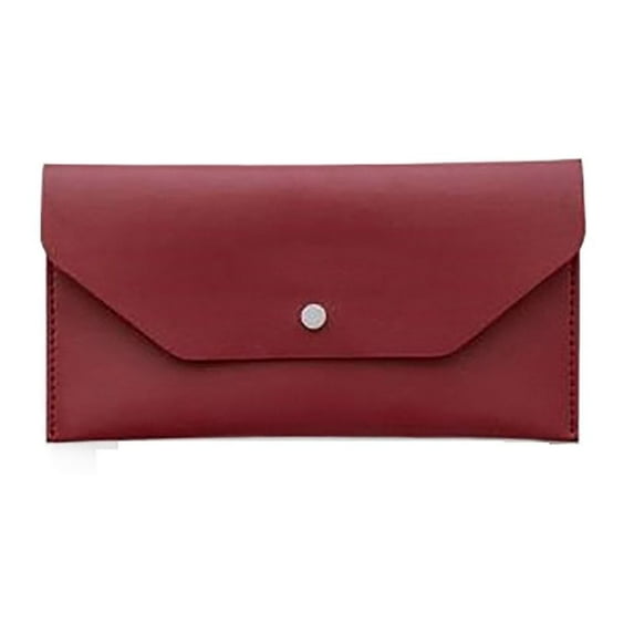 Portable Cash Waterproof PU Leather Wear-resistant Male Female Money Pouch Holder Cash Envelope Wallet Credit Card Holoder Money Binder Organizer WINE RED