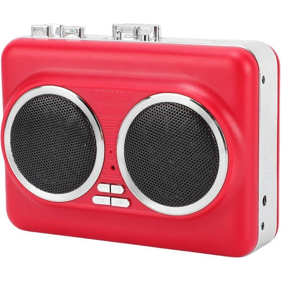 Portable Cassette Player with Auto Reverse, Convert Tapes to Digital Files via USB, Cassette Audio Player Tape to MP3 Converter, Powered by USB Power Cord or AA Battery - Red