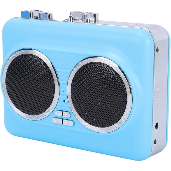Portable Cassette Player with Auto Reverse, Convert Tapes to Digital Files via USB, Cassette Audio Player Tape to MP3 Converter, Powered by USB Power Cord or AA Battery - Blue