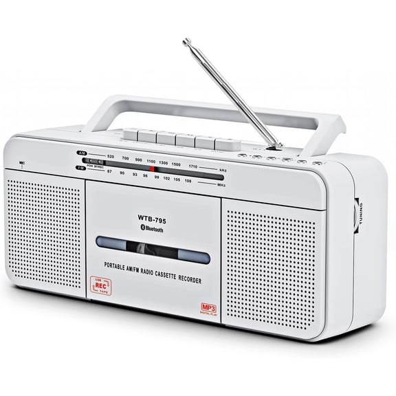 Portable Cassette Player Recorder Boombox with ,USB,AM/FM Radio,Tape Player/Recording,USB Playback/Recording,Cassette to MP3 Converter