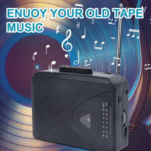 Portable Cassette Player Walkman with AM/FM Radio - Retro Personal Tape Recorder with Stereo Speaker, USB Power and Headphone Jack, Compact Design for Music Lovers (Black)