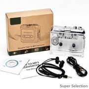 Portable Cassette To MP3 Converter USB, Transparent Shell Tape Player Recorder With Headphone Jack & Speaker For Audio Capture Digitizing