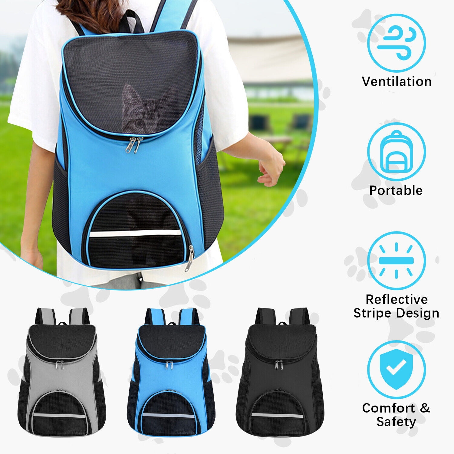 Tucker Murphy Pet™ Pet Carrier Backpack For Cats, Dogs And Small Animals,  Portable Pet Travel Carrier, Super Ventilated Design, Airline Approved,  Ideal For Traveling/hiking /camping,black And Gray