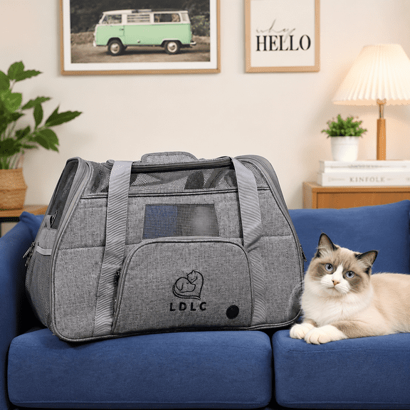 Portable Cat Carrier, Soft-Sided Airline Approved Pet Travel Bag with Breathable Mesh