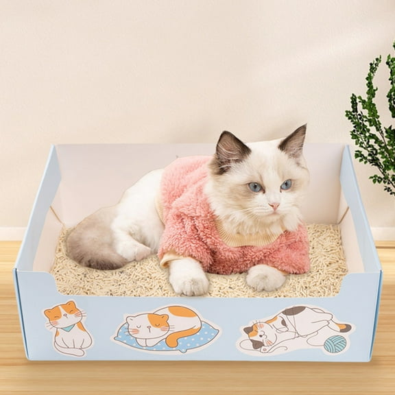 Portable Cat Litter Box,Foldable Travel Litter Pan for Cats Disposable Paper Tray with High Sides Lightweight Pet Supplies for Car Trips Camping Hotels,15.35x11.42 Inch