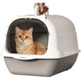 thumbnail image 1 of Portable Cat Litter Box with Handle, Large Space Design, Fully Enclosed Front Entry & Litter Filter Pedal, Covered Kitty Toilet for Odor Control, 1 of 6