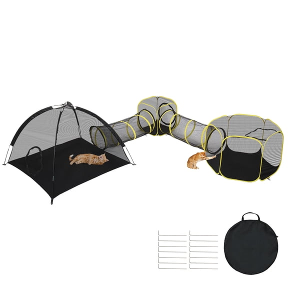 Portable Cat Play Tent with Tunnels 5 in 1 Enclosed Playpen for Cats Rabbits