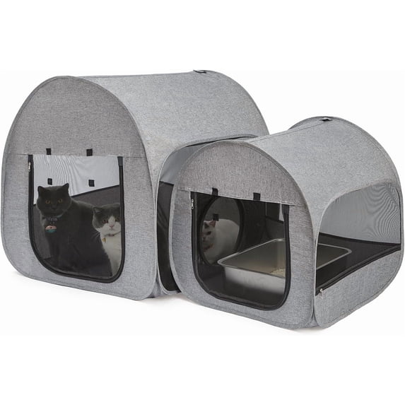 Portable Cat Playpen, Delivery Room, Enclosure, Postoperative Recovery, House Design for Better Standing, Foldable Pet Tent for Indoor and Outdoor Use, Cat Houses & Condos Dark Gray