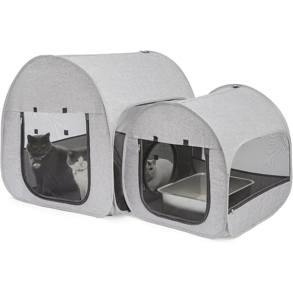 Portable Cat Playpen, Delivery Room, Enclosure, Postoperative Recovery, House Design for Better Standing, Foldable Pet Tent for Indoor and Outdoor Use, Cat Houses & Condos Light Gray