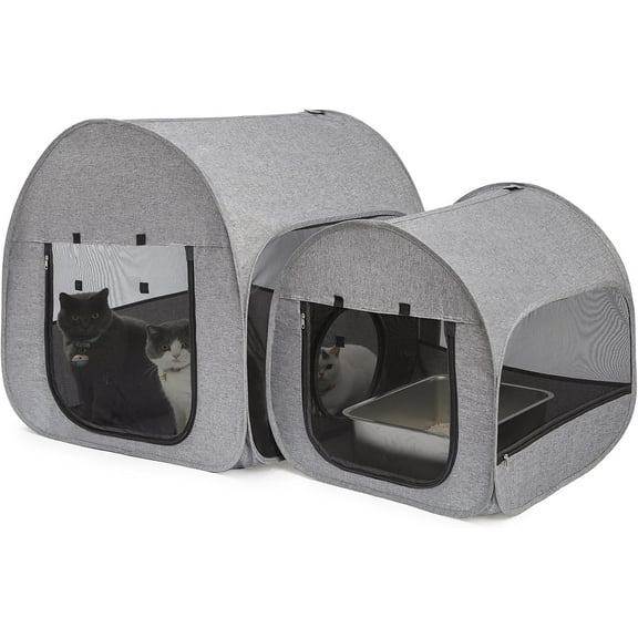 Portable Cat Playpen, Delivery Room, Enclosure, Postoperative Recovery, House Design for Better Standing, Foldable Pet Tent Indoor and Outdoor Use, Houses & Condos Dark Gray