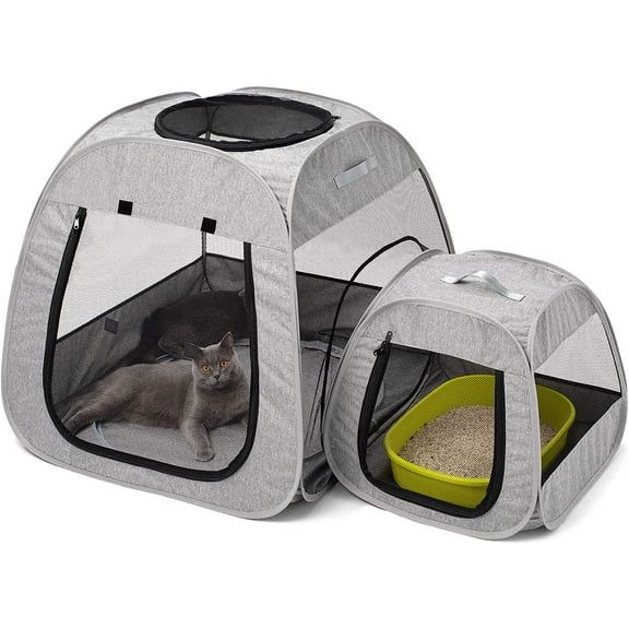 Portable Cat Playpen, Trapezoidal Design for Better Standing, Foldable Pet Tent Indoor and Outdoor Use of Kitten Puppy, Dog Play Enclosure, Houses & Condos