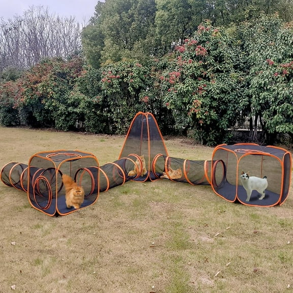 Portable Cat Small Animals Playpen DIY Outdoor Enclosures Freely Combinable 6in1 Pop Up Pet Play Tent Tunnel Cube House for Cat Puppy Rabbit