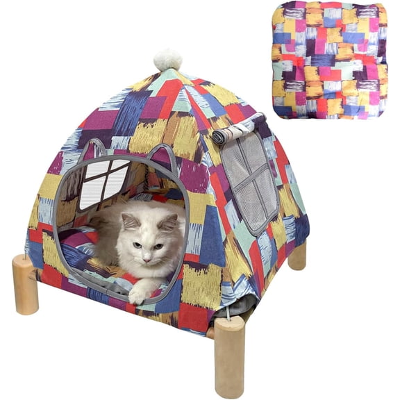 Portable Cat Tent Bed – Lightweight Foldable Cat House with Soft Washable Cushion, Warm Enclosed Cave for Kittens, Indoor Cats & Small Dogs