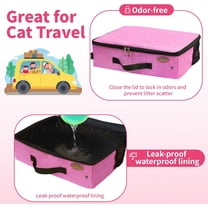 Portable Cat Travel Litter Box in Car, Collapsible Foldable Litter Box for Large Cats, Leak-Proof, Lightweight Pink