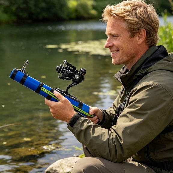Portable Catapult Fishing Rod & Reel Combo – 2-in-1 Travel Fishing Pole for Outdoor Anglers – Compact Rocket Pole for River, Lake, or Surf