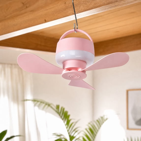 Portable Ceiling Fan with Light, Rechargeable Quiet Fan with Remote Control for Bedroom Bathroom Camping And Dorm Rooms