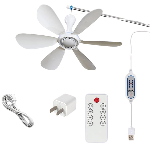 Portable Ceiling Fan with Remote USB Powered Hanging Fan for Camping RV Cruise Cabin Tent and Travel Use Product USB Fans