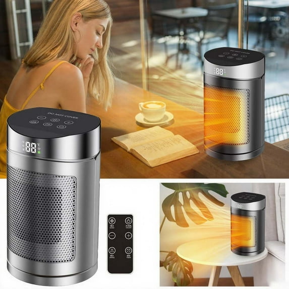 Portable Ceramic Heater with Thermostat, 1500W High Power Fast Heating Small Space Heater for Room Office Dorm, Safe Tip-Over & Overheat Protection, Energy Efficient Quiet Heater Fan for Winter Use