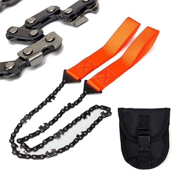 Portable Chain Saw, Wuztai 24-Inch Outdoor Hand Zipper Saw, Industrial-Grade Alloy Steel Camping Hand Saw Compact Lightweight, Orange