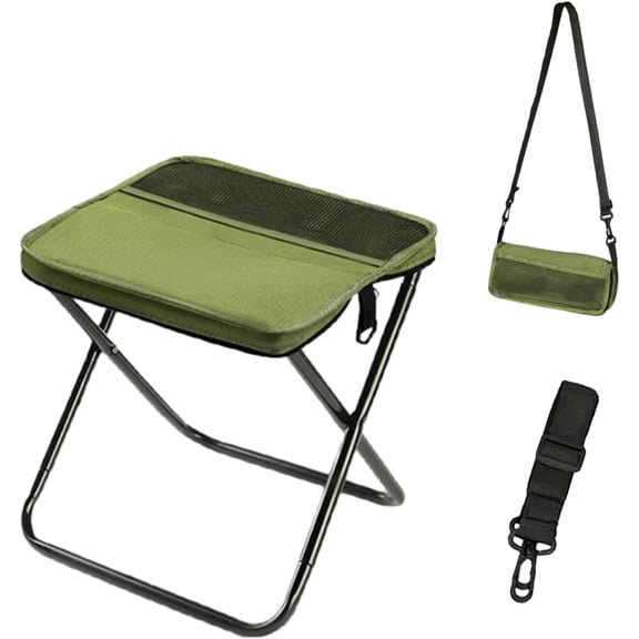 Portable Chair, Collapsible Stool, 2026 New Lightweight Foldable Carry Bag for Camping, Hiking, Fishing & Events (Green, Small)