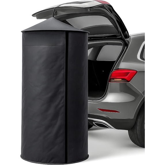 Portable Changing Room Tent - Pop Up Pod with Suction Cup for SUV Liftgate, for Camping, Shower, Beach and Toilet Stall (Carrying Bag Included) (Black)
