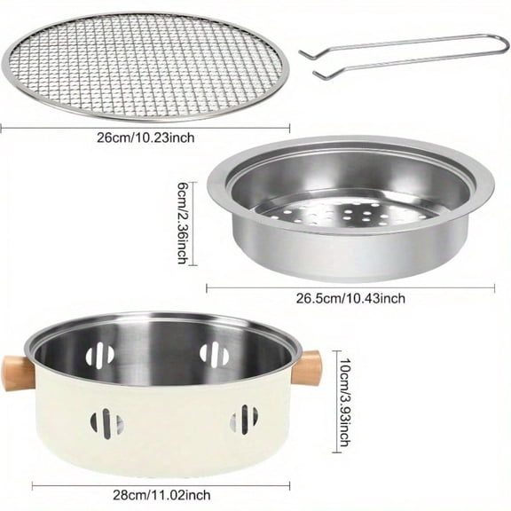 Portable Charcoal Barbecue Grill, 1pc Mini BBQ Grill Multifunctional Charcoal Grill Smokeless Round Tabletop Charcoal Grill For Indoor Outdoor Cooking Home Party Picnic Camping
