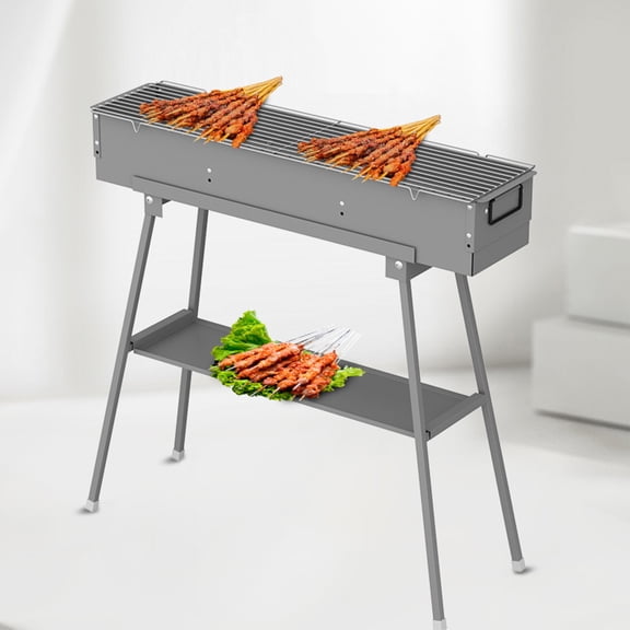 Portable Charcoal Grill, Barbecue Grill with Foldable Stand, Adjustable Air Vents, BBQ Grill for Kebab Skewers Steaks Backyard Party Camping Outdoor Use