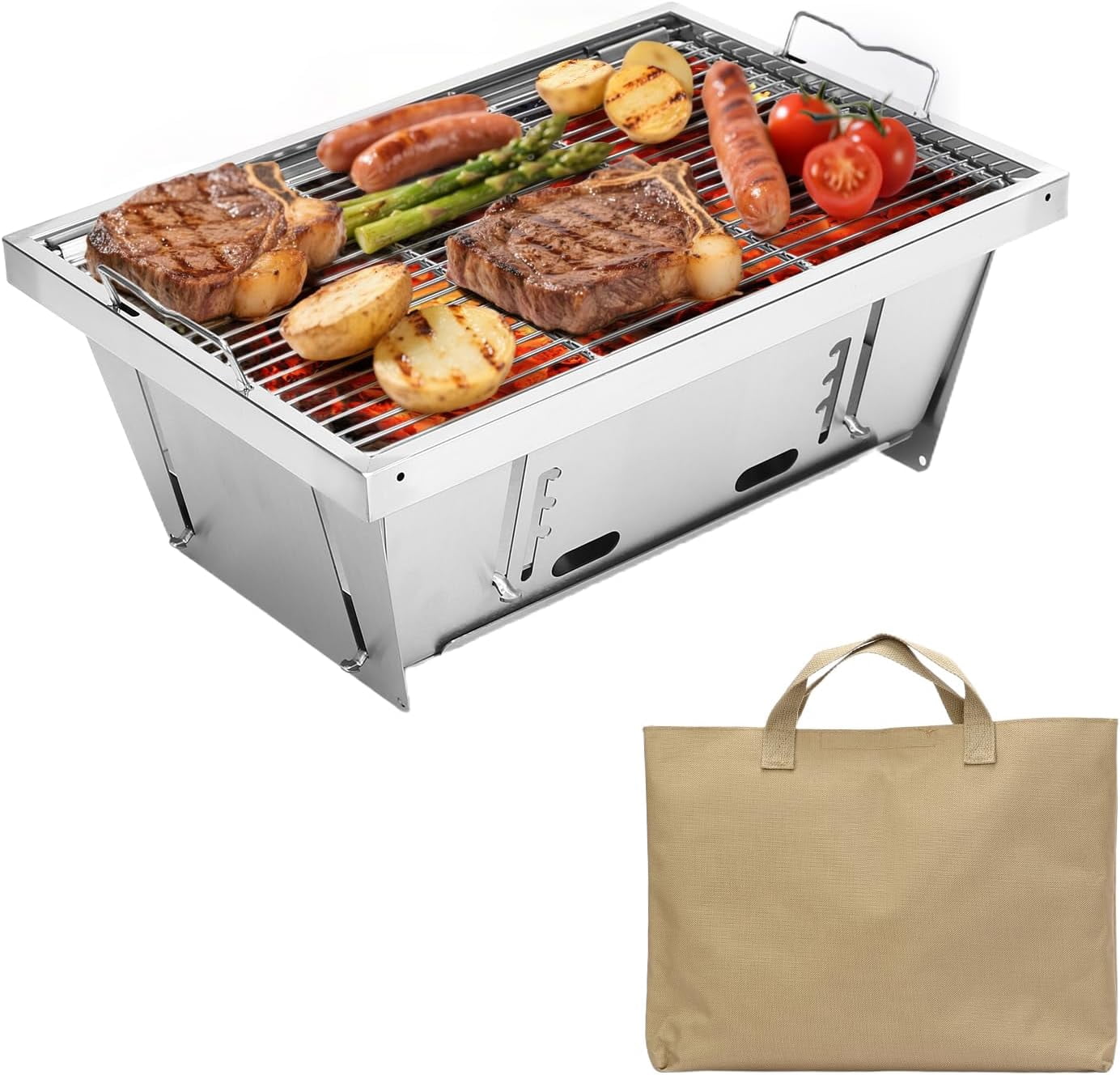 Portable Charcoal Grill, Camping Charcoal Grill for IGT Table, Folding ...