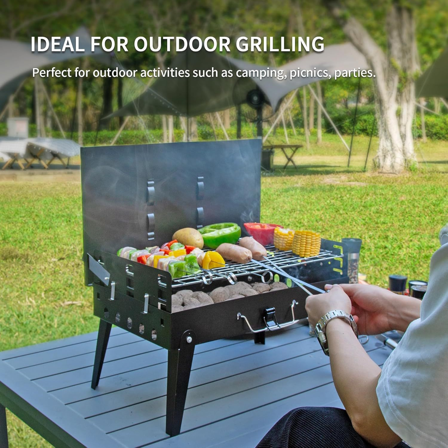 Barbecue pliant, équipement de chauffage de gril bbq cuisinière ultraléger pliant portatif