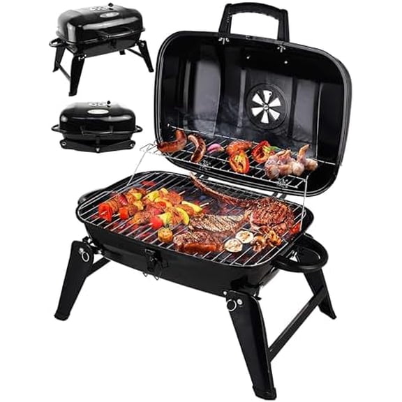 Portable Charcoal Grill - Mini BBQ Grill - Small Table Top Charcoal Grill for Camping, Outdoor Cooking - Foldable Camping Grill for Picnics, Tailgating and Backyard Grilling$$Garden & Patio