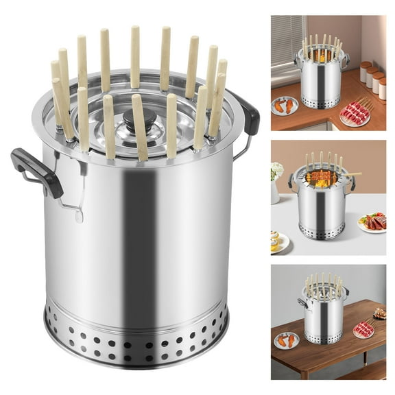 Portable Charcoal Grill, Mini BBQ Grill for 16 Skewers for Even Heat, Fast Burning, Outdoor Camping Picnic Charcoal Grills