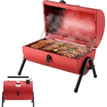Portable Charcoal Grill Mini Small BBQ Smoker Grill for Outdoor Cooking and Picnic Red
