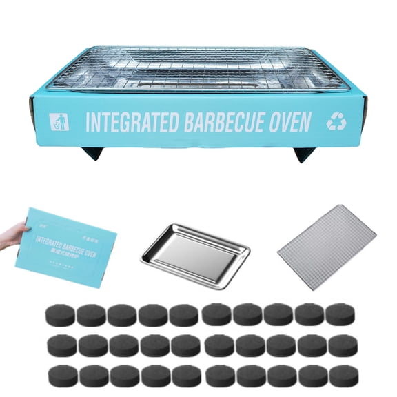 Portable Charcoal Grill, Ready in 5 Mins Disposable BBQ, 3-Hour Burn No Cleanup for Camping, Tailgating, Outdoor Cooking(1Set)