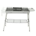 thumbnail image 1 of Portable Charcoal Grill Stainless Steel Foldable Cooking Kabob Barbecue Grill with Storage Shelf and Enameled Grill Pan, Outdoor BBQ Grill for Camping Hiking Picnics Beach Party(39.37x12.2x27.95inch), 1 of 7