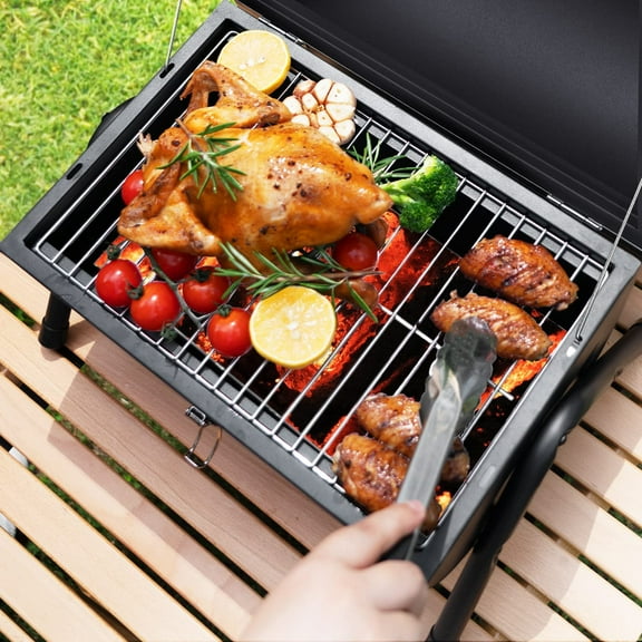 Portable Charcoal Grill, Tabletop Outdoor Barbecue Smoker for Camping Beach Picnics