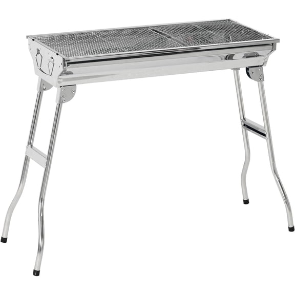 Portable Charcoal Grills,28.75 x13.5in Stainless Steel Folding Outdoor Kebab Grill For Outdoor Campers Barbecue Lovers Travel Parks Picnic Party Tailgating Backyard Cooking Silver