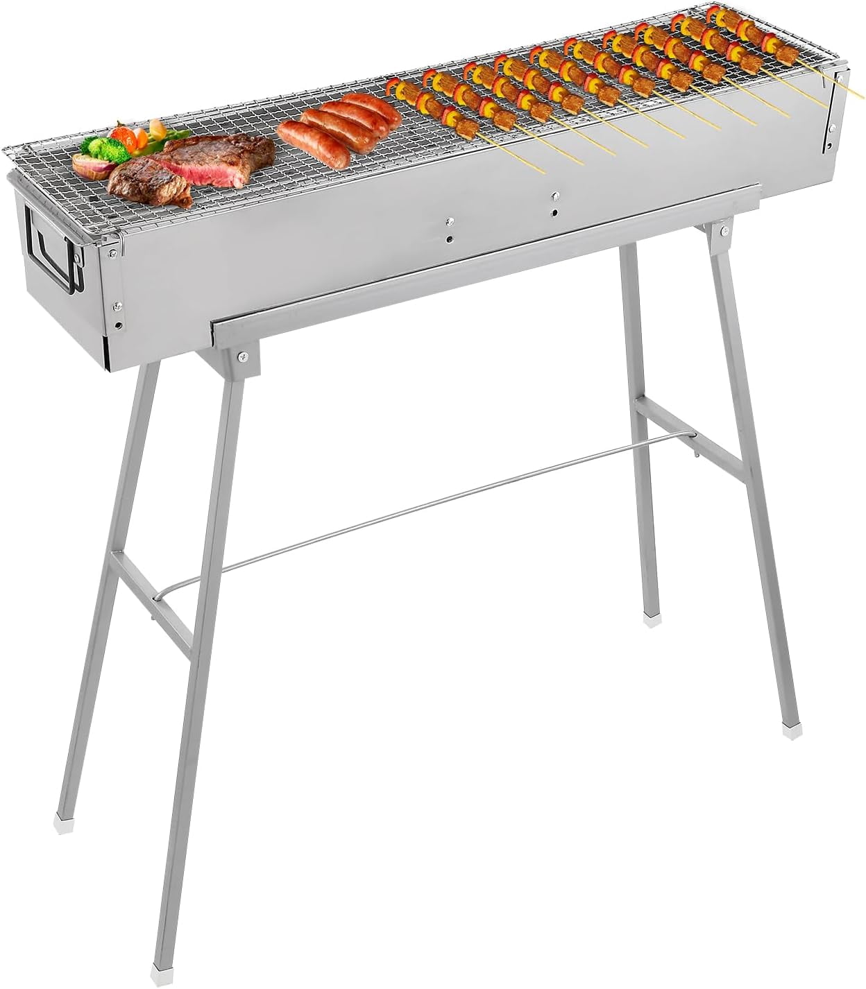Portable Stainless Steel Charcoal Grill with Foldable Stand