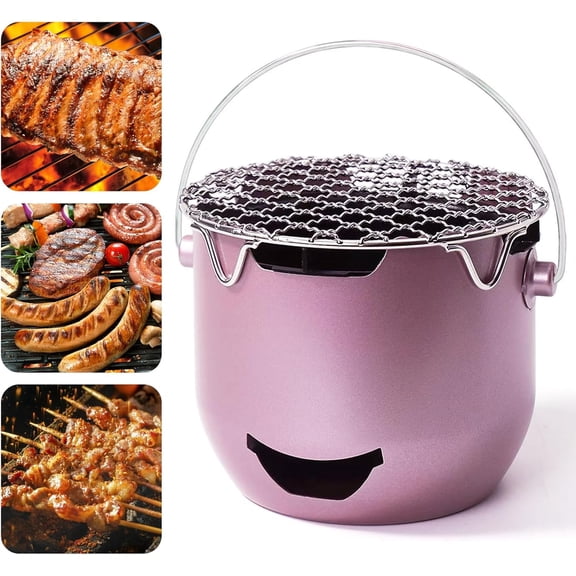 Portable Charcoal Grills, Mini Charcoal BBQ Grill Stainless Steel, Small Outdoor Cooking Grill for Camping, Grilling Backyard, RV, Picnic (Green)