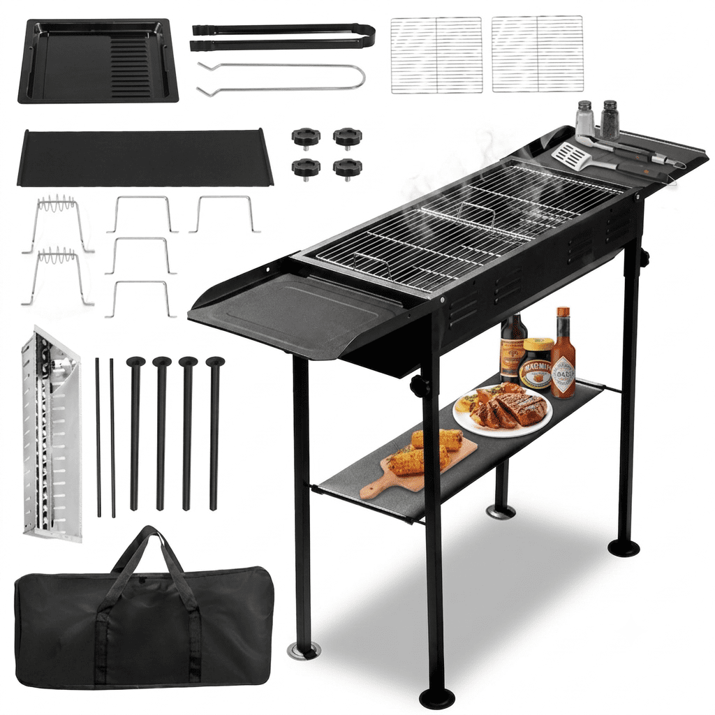 Portable Charcoal Grill, Foldable Hibachi Barbecue Grill for Camping and Backyard