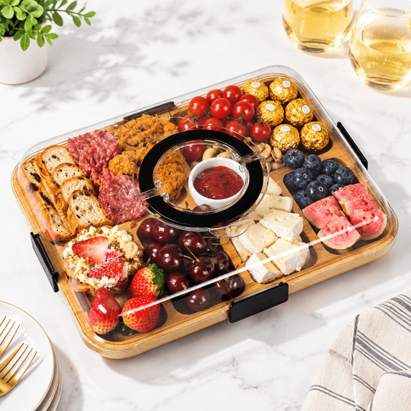 Portable Charcuteried With Lid Cheese Veggie & Snack Tray