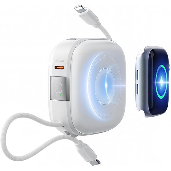 Portable Charger 10000mAh, Cell Phone Portable Power Banks with 22.5W PD Fast Charging, Compact Phone Charger Built in Cable, Compatible with Apple, Samsung, Google, Motorola and More-Black