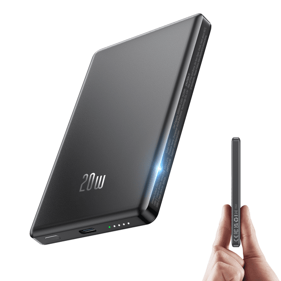 Magnetic Portable Charger, Ultra Slim 10000mAh Magnetic Power Bank, 20W PD Fast Charging Wireless Power Bank Compatible with iPhone 17/16/15/14/13 Pro Max, Black