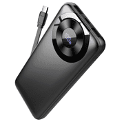 Power Bank 10000mAh, Portable Charger with Built in Cable 5V/3A High-Speed Charging, 4 Output 2 Input LED Display Slim Powerbank for iPhone 16/15/14/13, Galaxy S23/22, Tablet and etc