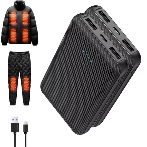 5V 20000mAh Portable Powerbank 5V 3A Dual USB Output, Portable Charger for Heated Jacket Heated Vest Heated Scarf Heated & Phone,2 P