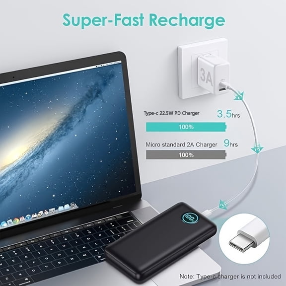 Portable Charger: 20000Mah Capacity, 22.5W Quick Charge, Includes Built-In Cable, USB C Power Bank, Slim Design for Mobile Devices. Extra Battery Compatible with for All Smartphones And Tablets